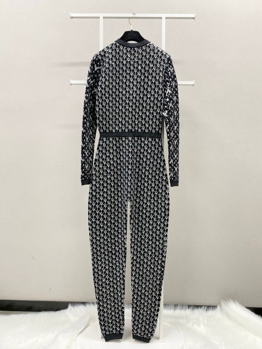 Chanel 21A black grey sequined jumpsuit