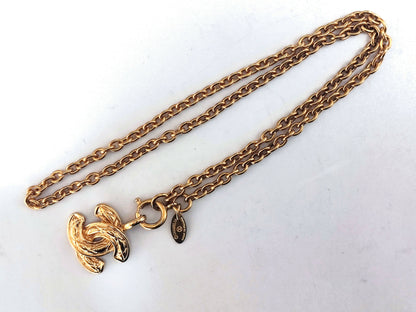 Chanel Vintage 81-85 Gold Plated Quilted Coco Mark Necklace
