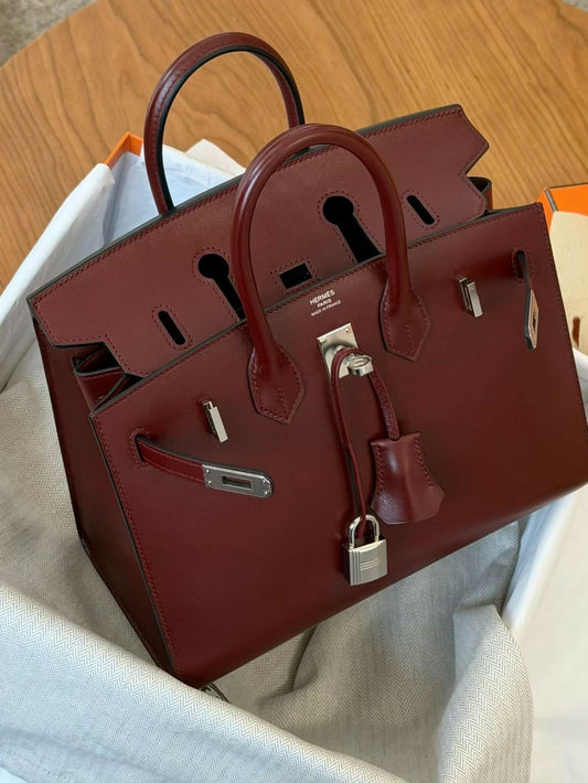 Hermès Birkin 25 Rouge H / Hermès Red Veau Box Leather with Palladium Hardware U Stamp