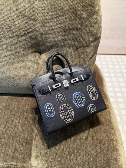 Hermes Birkin 20 Sellier Bouclerie Moderne Black Chèvre Palladium Hardware