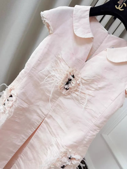 Chanel pink dress with a black tulle lining