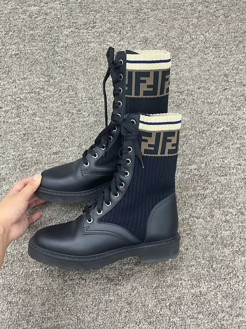 Fendi classic monogram knit ankle boots
