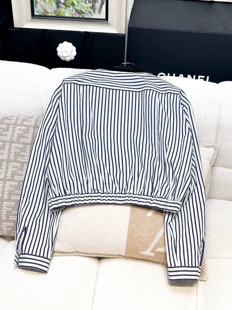 Chanel 22S blue and white striped shirt