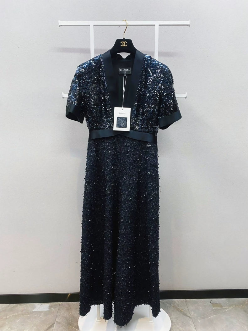 Chanel 19S black 
silver glittered jumpsuit