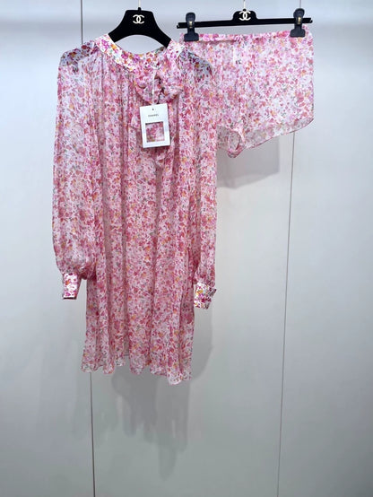 Chanel 25 pink print Dress with matching shorts