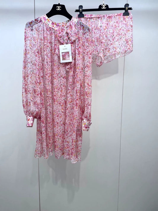 Chanel 25 pink print Dress with matching shorts