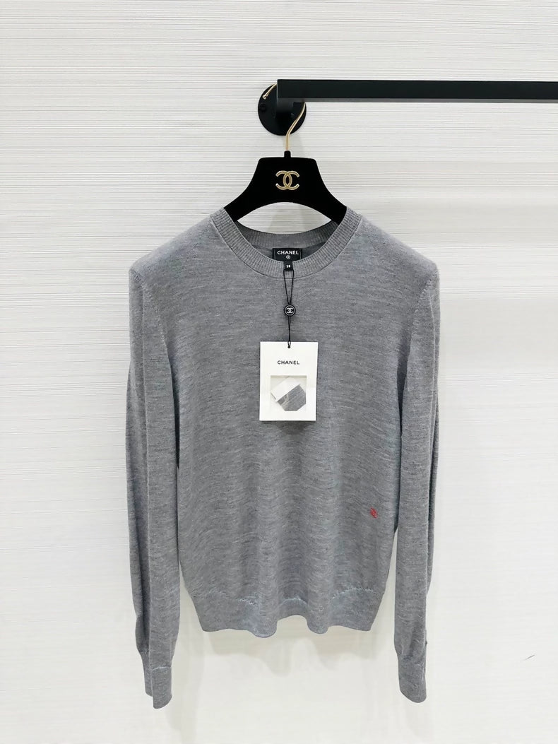 Chanel grey pullover knit sweater, size F36
