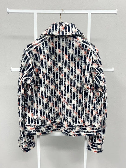 Chanel 19N black 
white denim tweed jacket