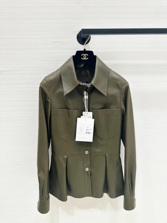 Chanel 22k green leather shirt