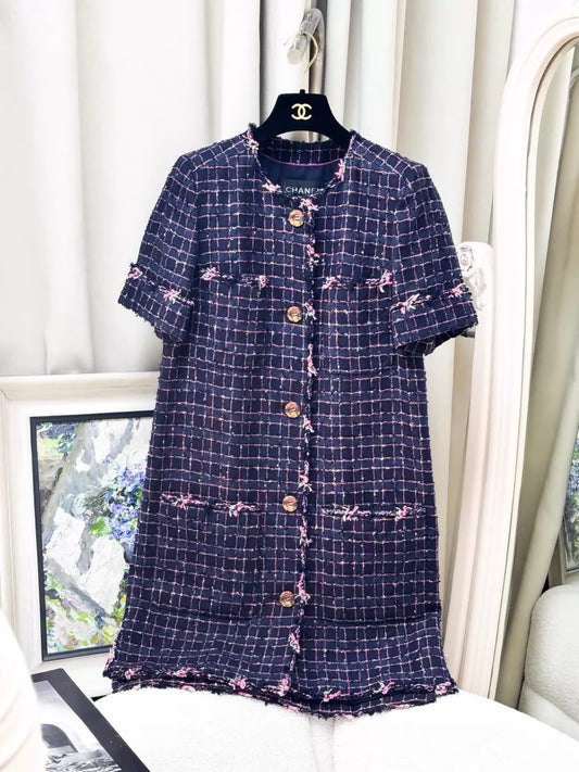 Chanel 15S purple tweed dress