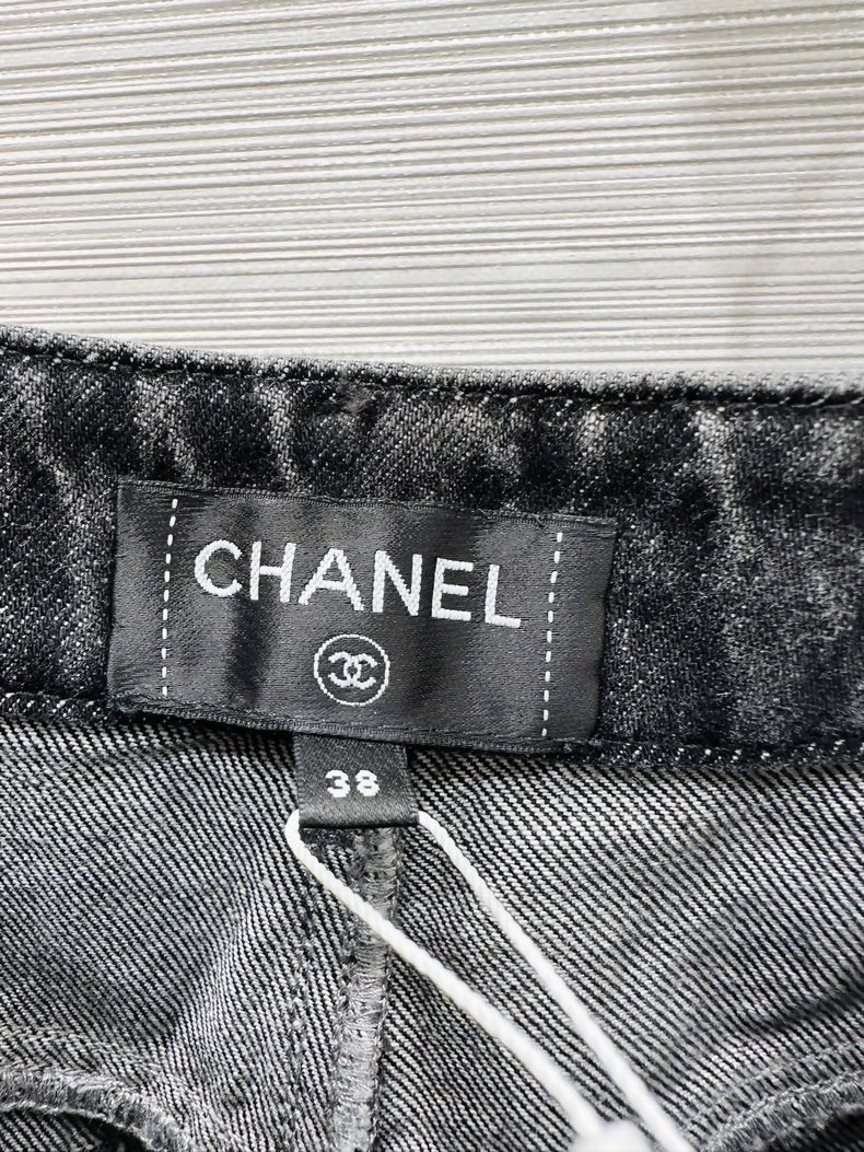 Chanel 25b wide-leg print denim jeans