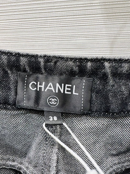 Chanel 25b wide-leg print denim jeans