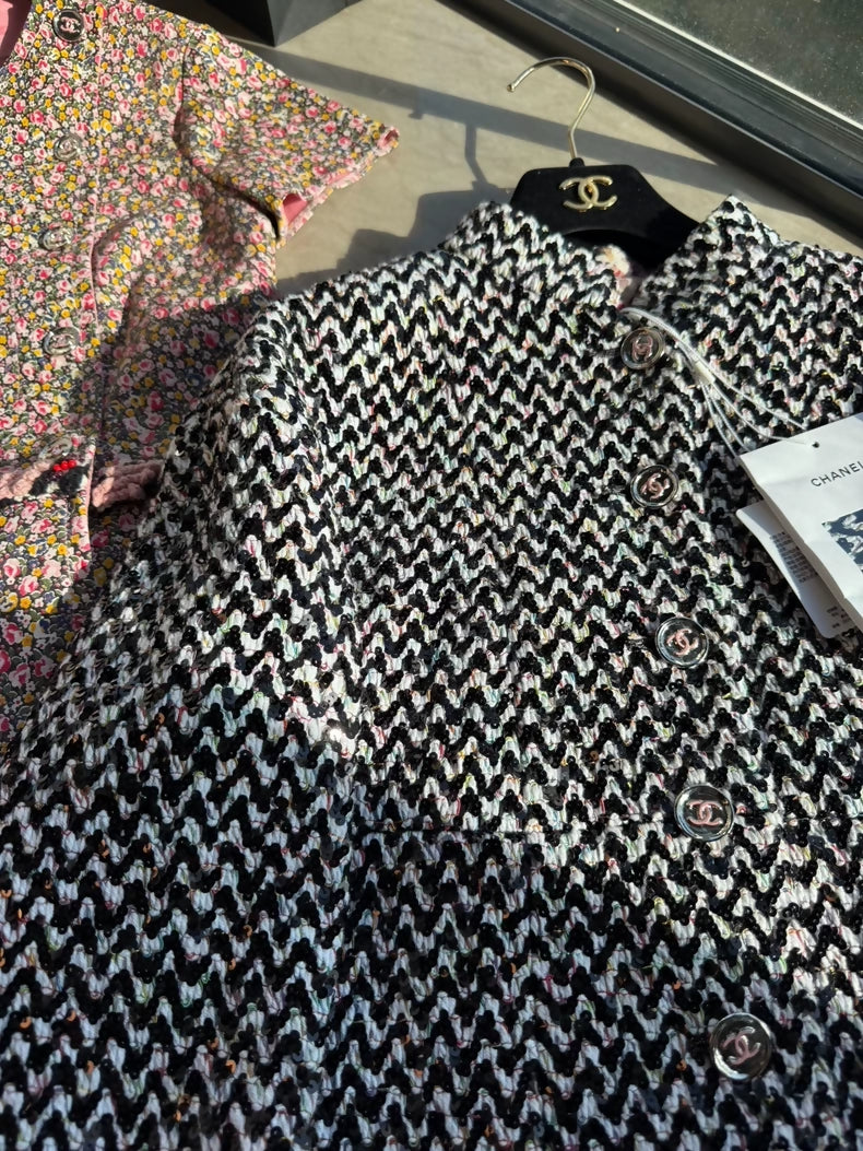 Chanel 23A black white sequined jacket