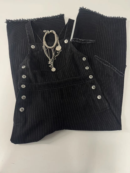 Chanel 22C Grey/Black Denim jumpsuit
