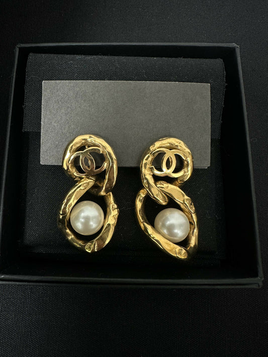 Chanel 2020 Imitation Pearl & Gold Plated Stud Earrings