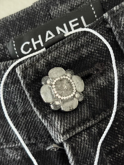 Chanel 24A Black/Grey Straight Leg Pants