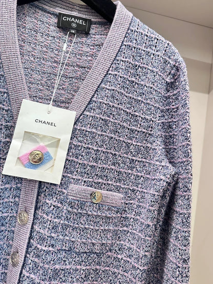 Chanel 25B Purple Knit Cardigan