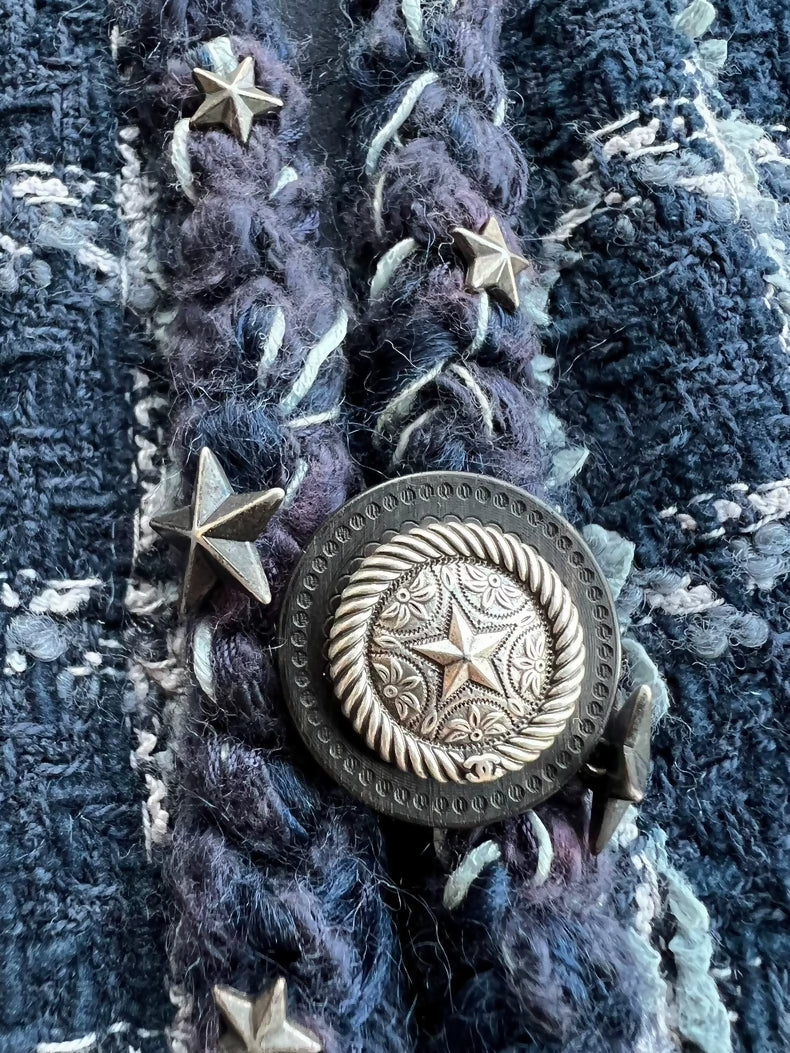Chanel 14A Dallas collection blue tweed jacket
