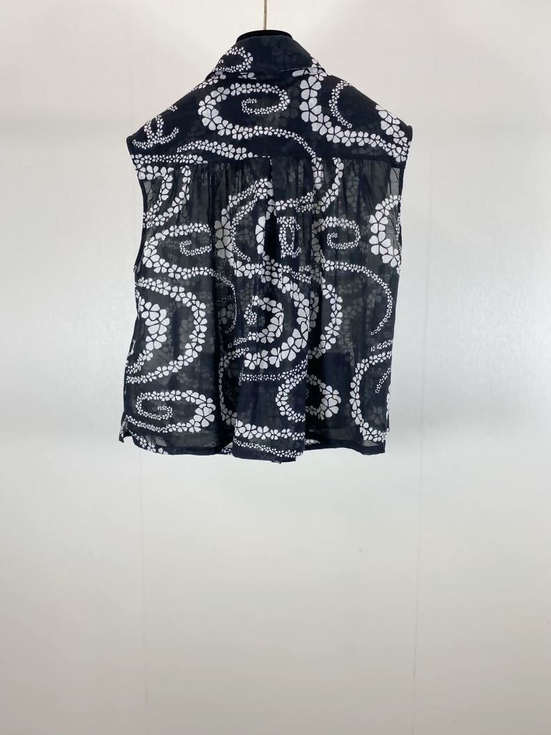 Chanel 25M Coco beach Collection Black white Shirt