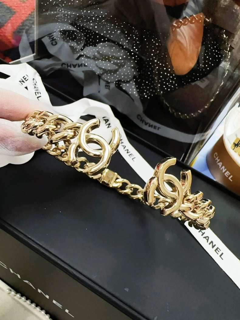 Chanel 22c Gold Chain Double C Logo Choker Necklace