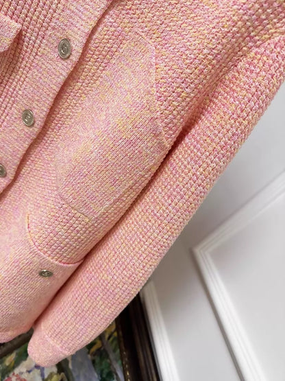 Chanel 25p Orange-Pink Mixed-Color Oversized Knit Cardigan
