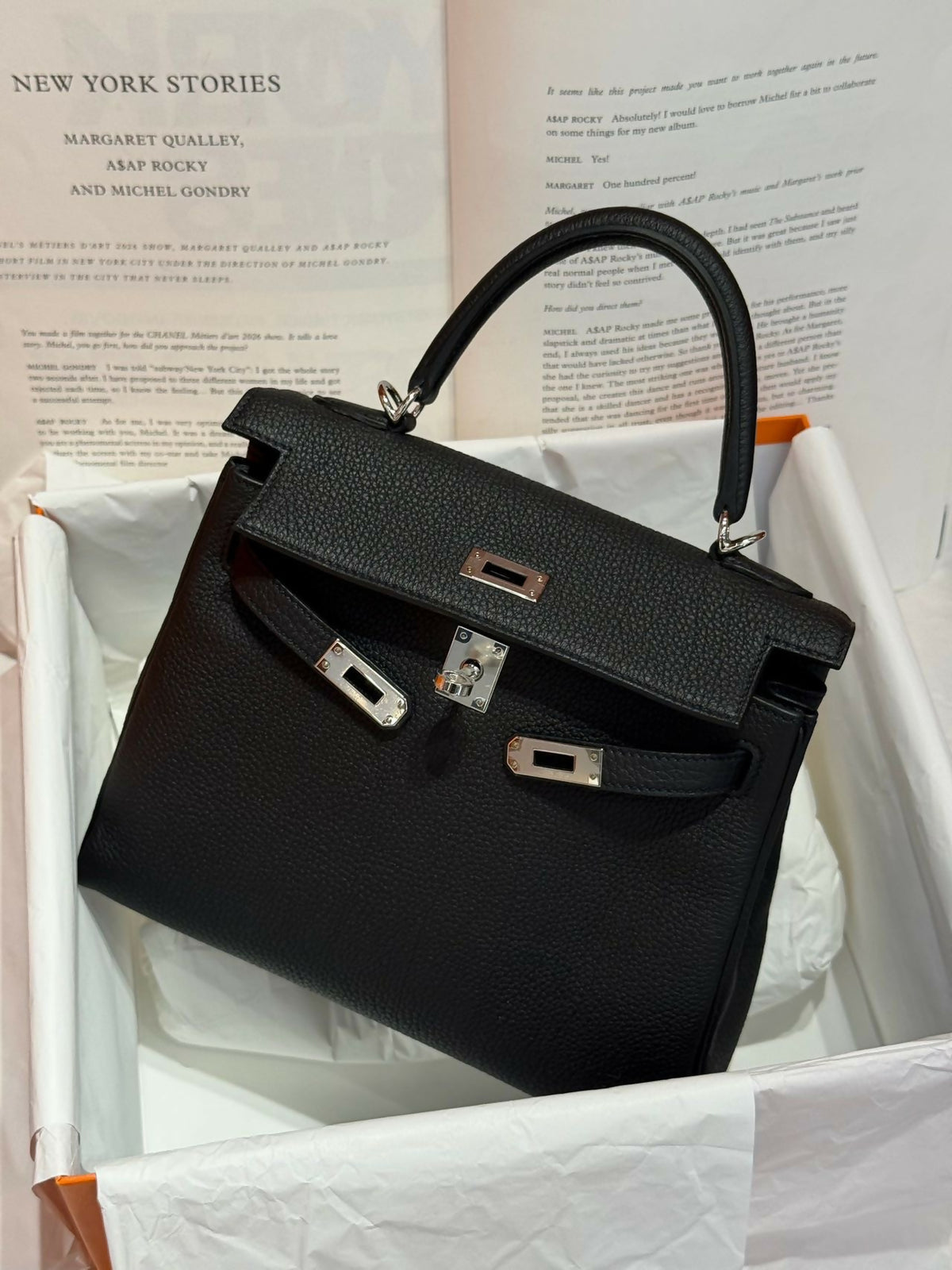 Hermès Kelly 25 Noir / Black Togo Leather with Palladium Hardware