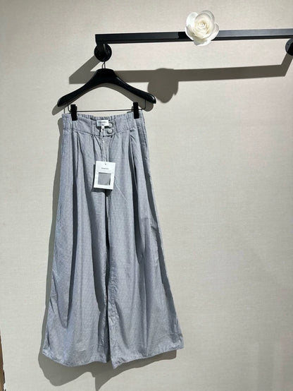 Chanel 24 grey striped wide-leg pants