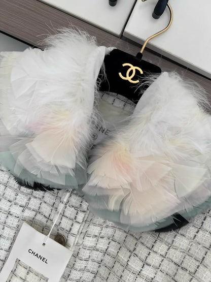 Chanel 25k feather collar tweed jacket