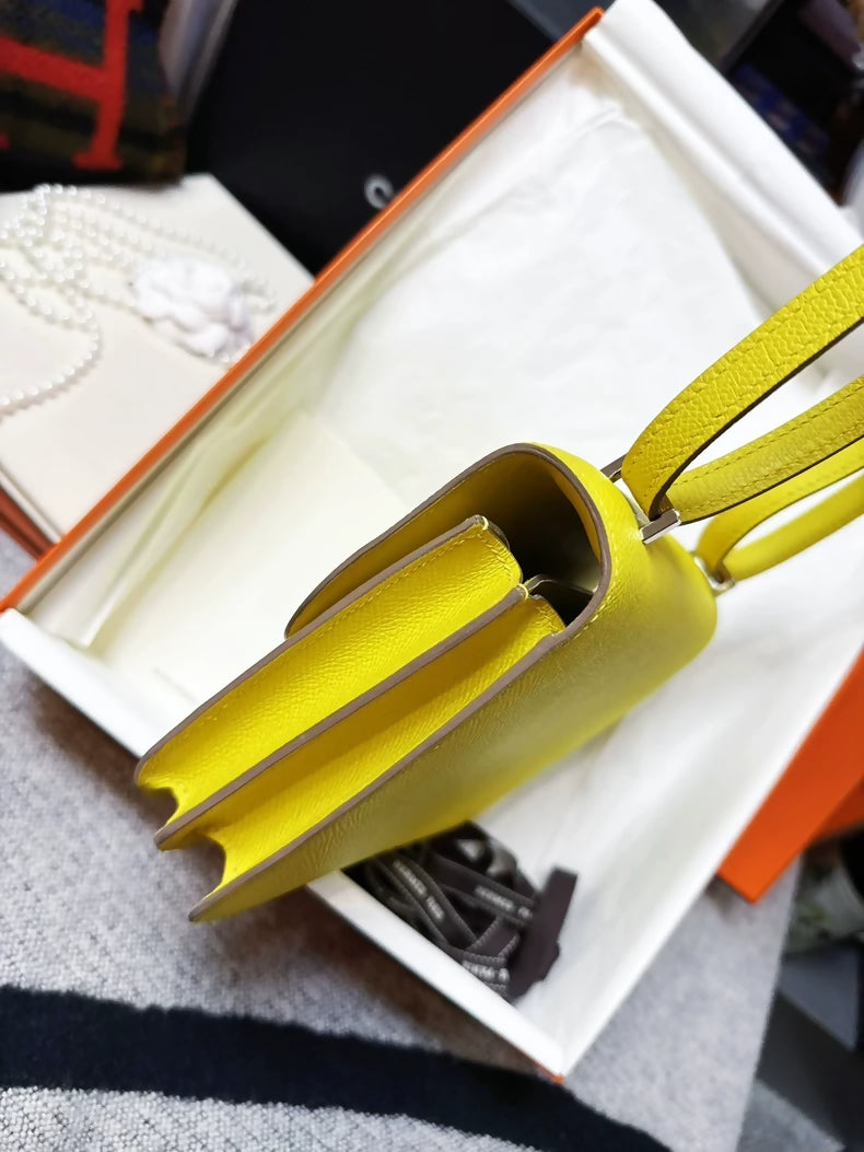 Hermes Constance Mini 9R lemon yellow Epsom leather palladium hardware