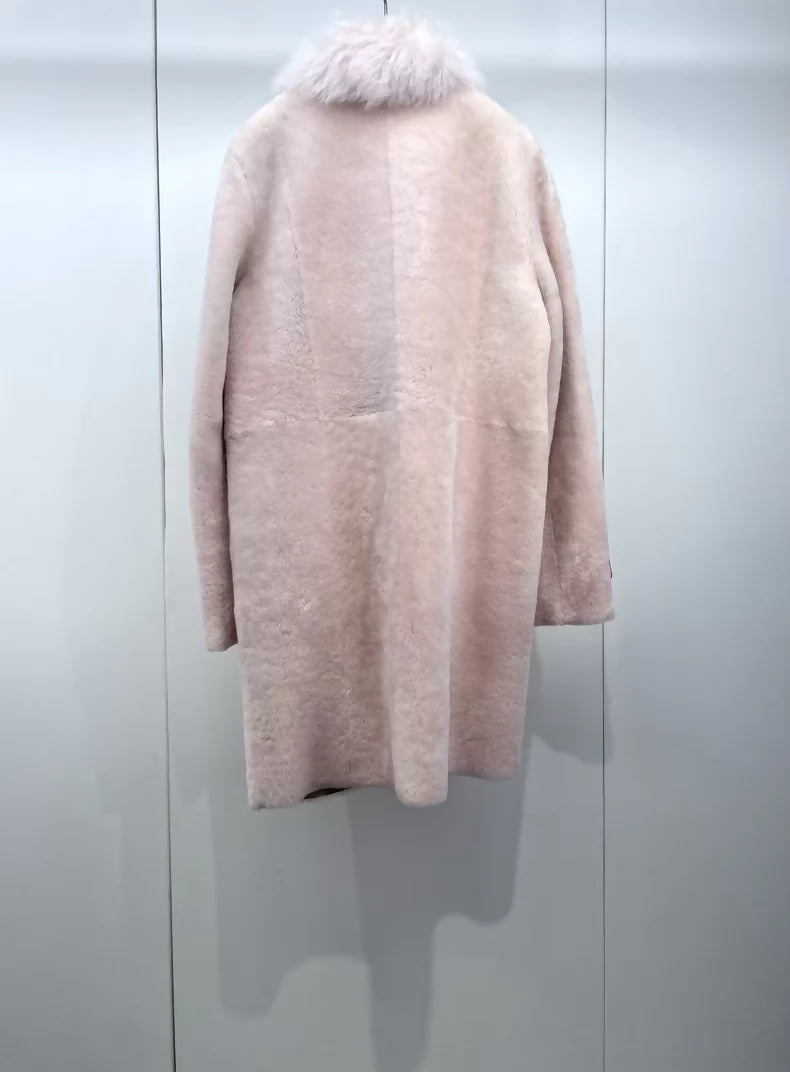 Miu Miu pink wool and fur coat