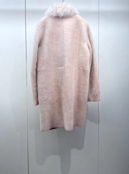 Miu Miu pink wool and fur coat