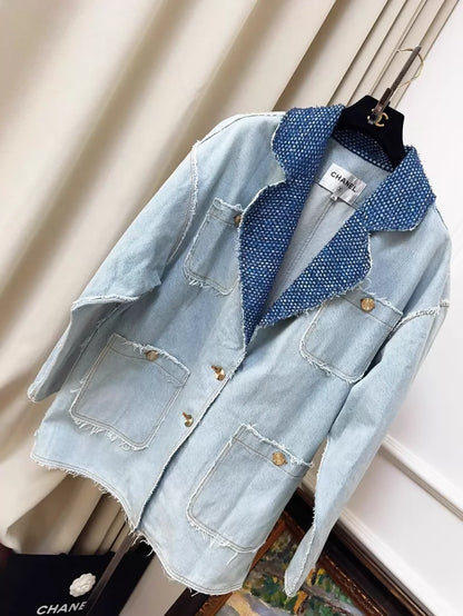 Chanel 20p oversized blue denim jacket
