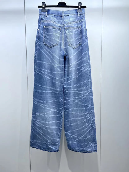 Chanel 25C pearl chain wide-leg jeans