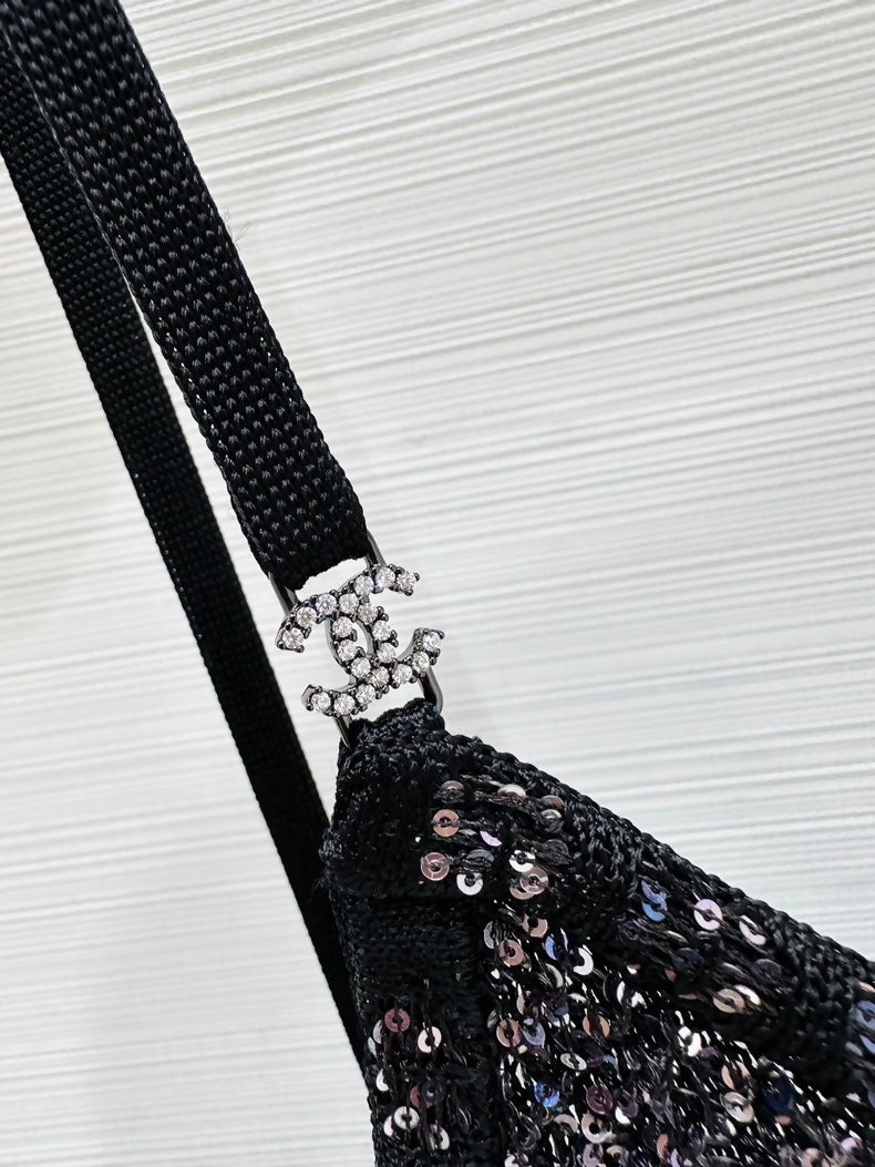 Chanel 25P Rhinestone Black Camisole F38