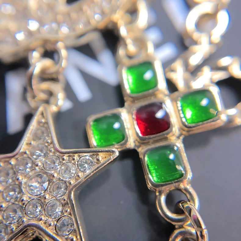 Chanel 23c rhinestone and glass pendant brooch