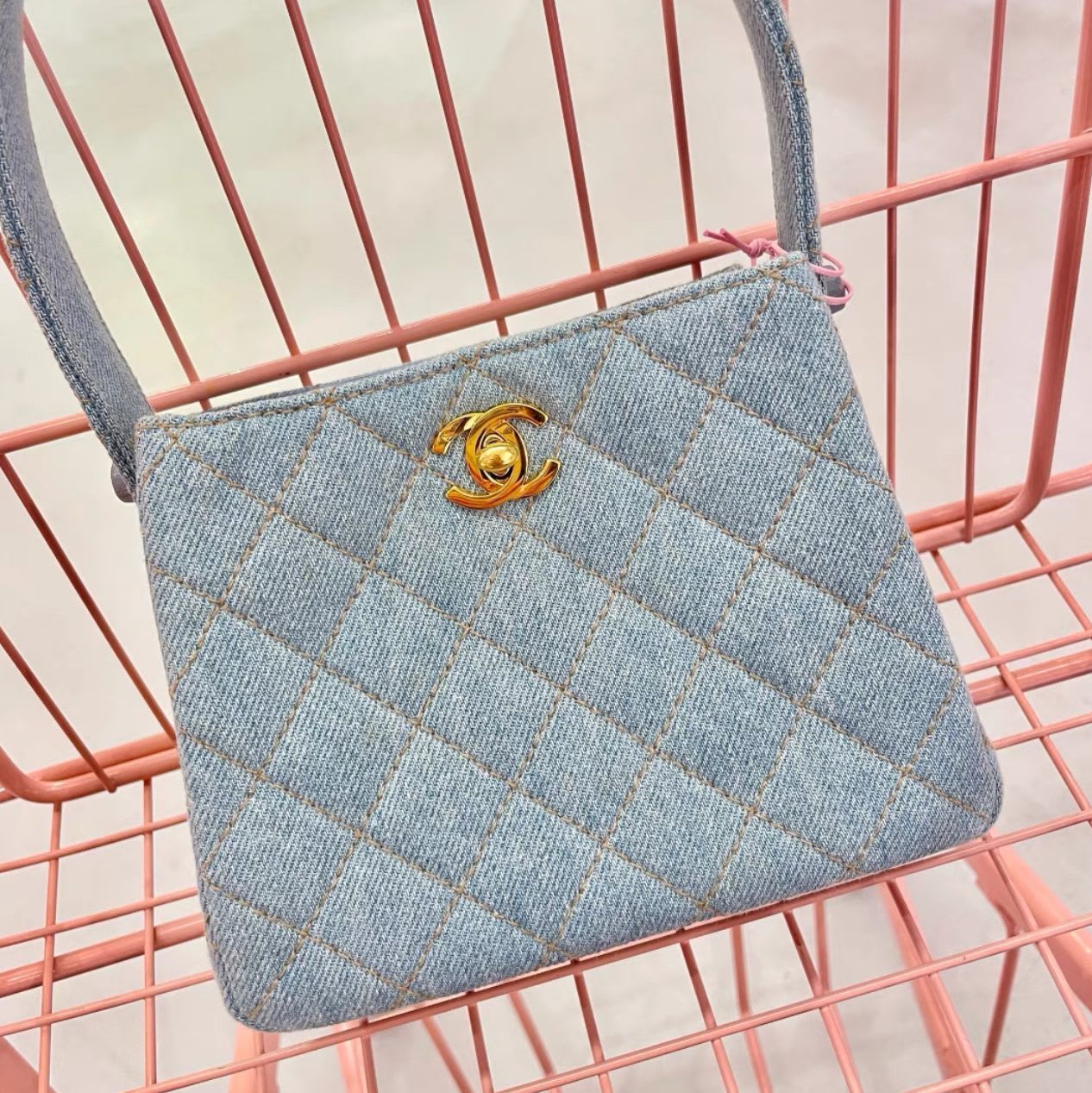 Chanel Kelly blue denim handbag