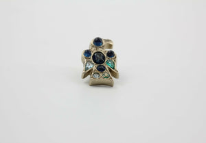 Chanel Vintage 07A Gripoix Blue Black & Green Eagle Brooch