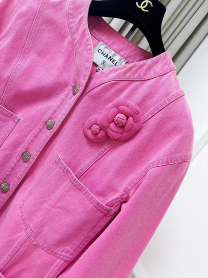 Chanel 21S  pink camellia denim jacket