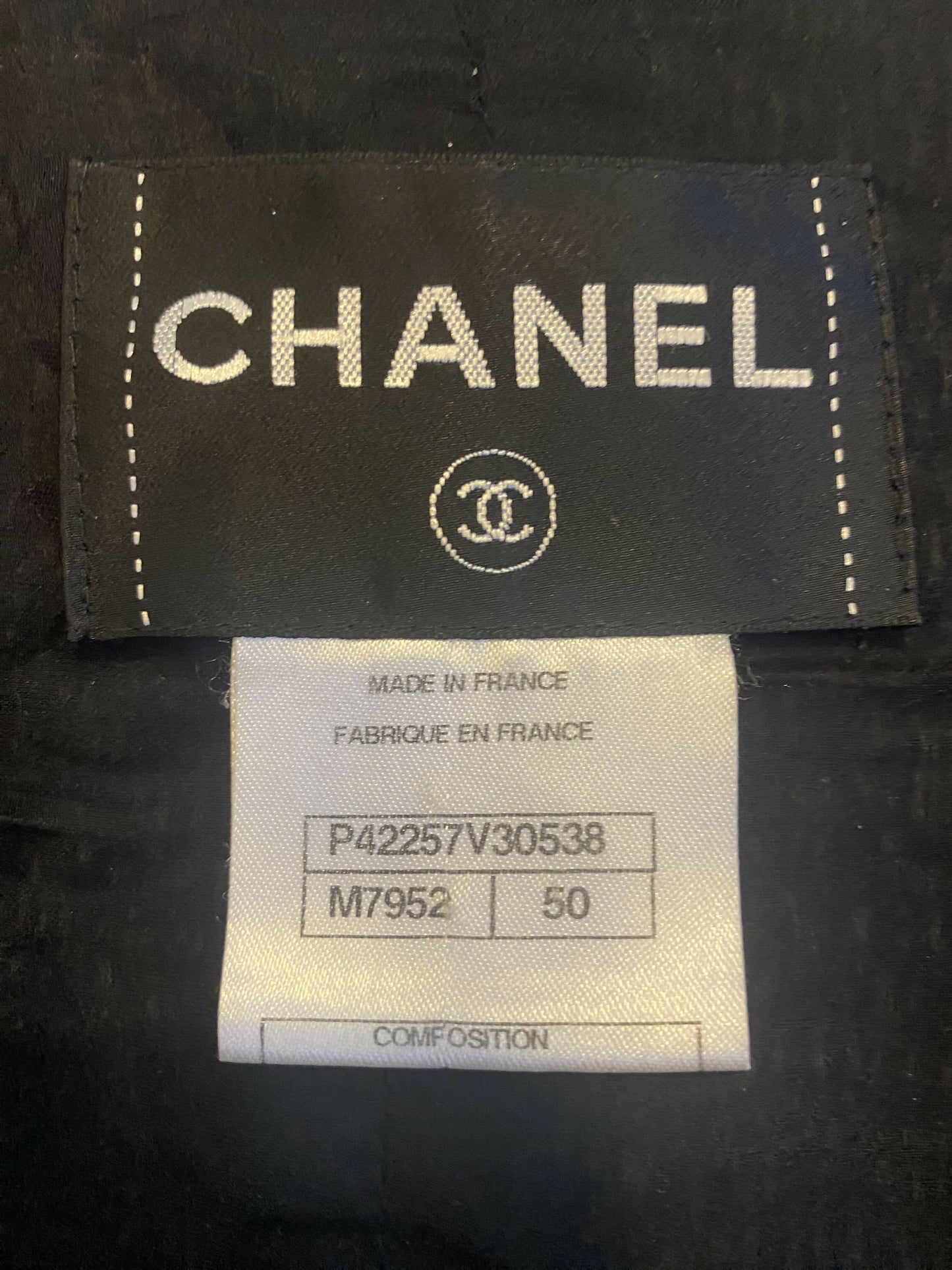 Chanel 11A Black White Tweed Braided Trim Zip Up Jacket FR 50