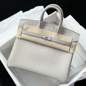 Hermès Birkin 25 Touch Gris Perle Togo & Alligator Matte with Palladium Hardware