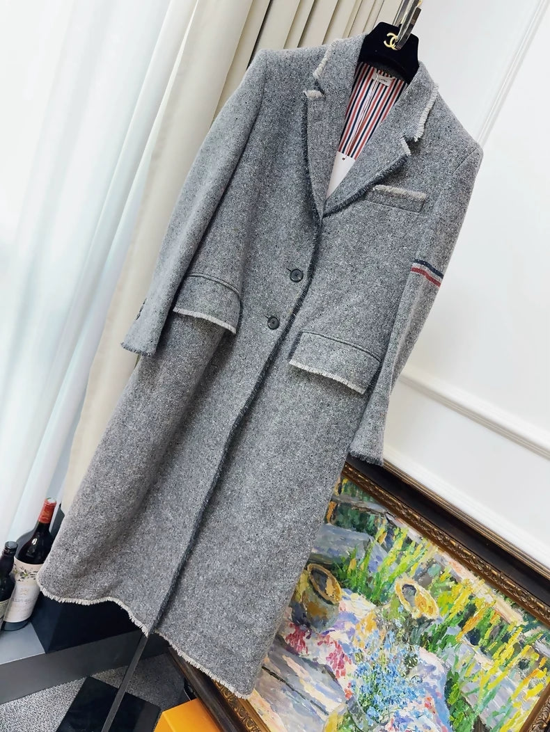 Thom Browne grey long wool coat