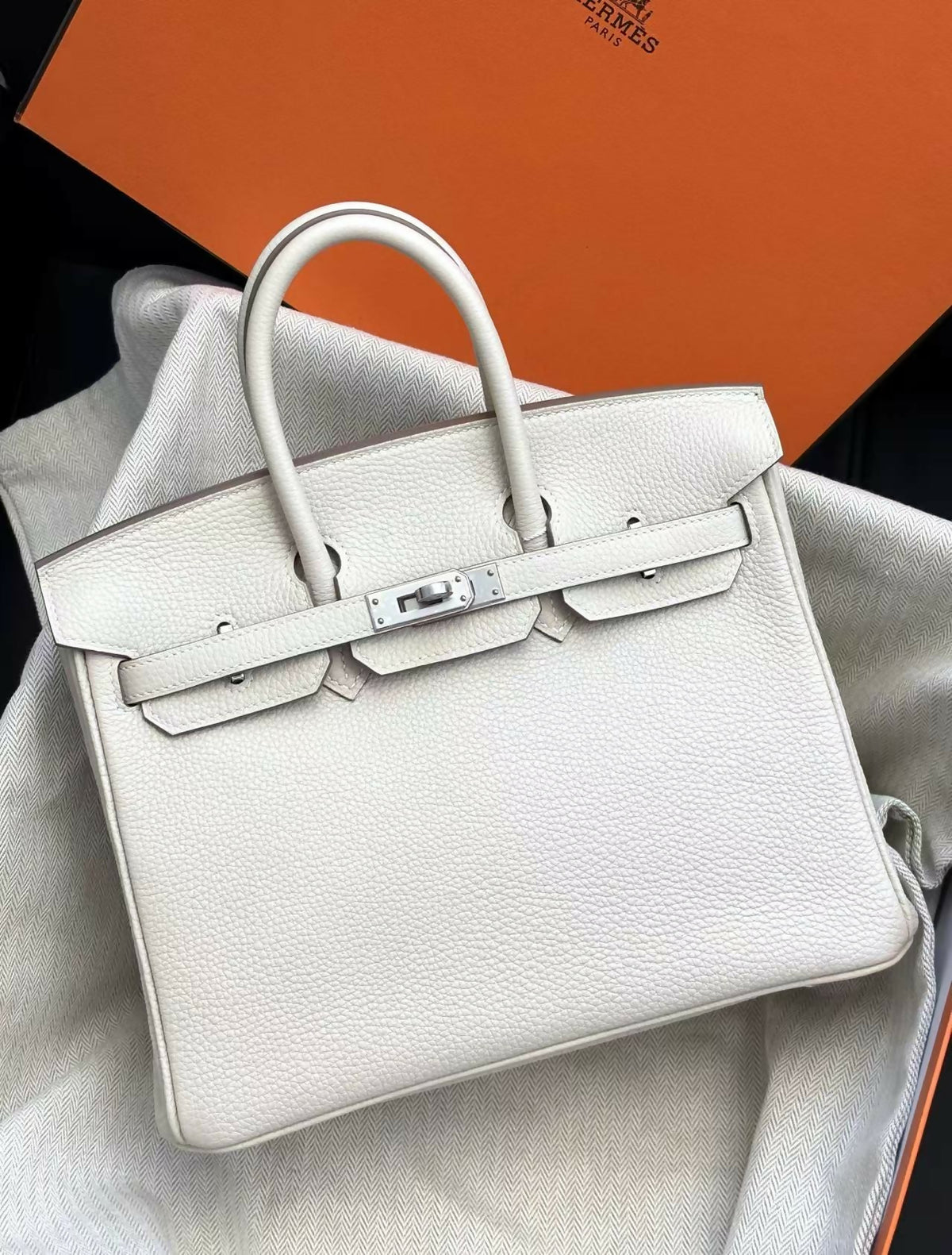 Hermès Birkin 25 Craie Togo Leather with Palladium Hardware