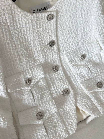 Chanel 22C White Tweed Four-Pocket Jacket