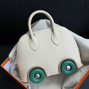 Hermès Mini Bolide On Wheels (En Désordre / Wheel Limited Edition) Nata / Craie Swift Leather with Palladium Hardware