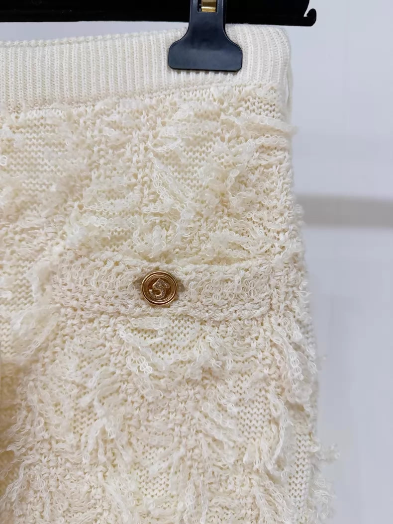 Chanel 21S ecru tweed skirt