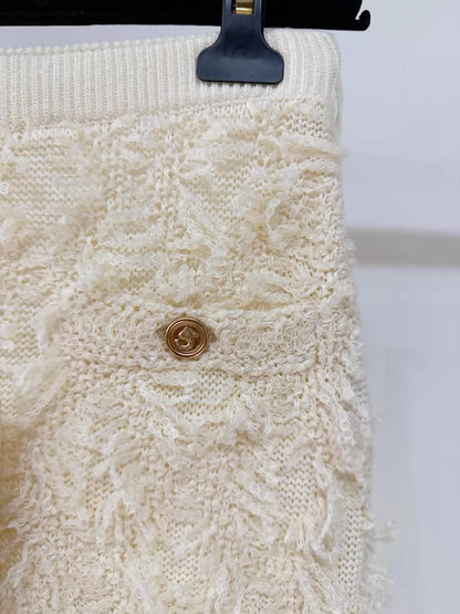 Chanel 21S ecru tweed skirt
