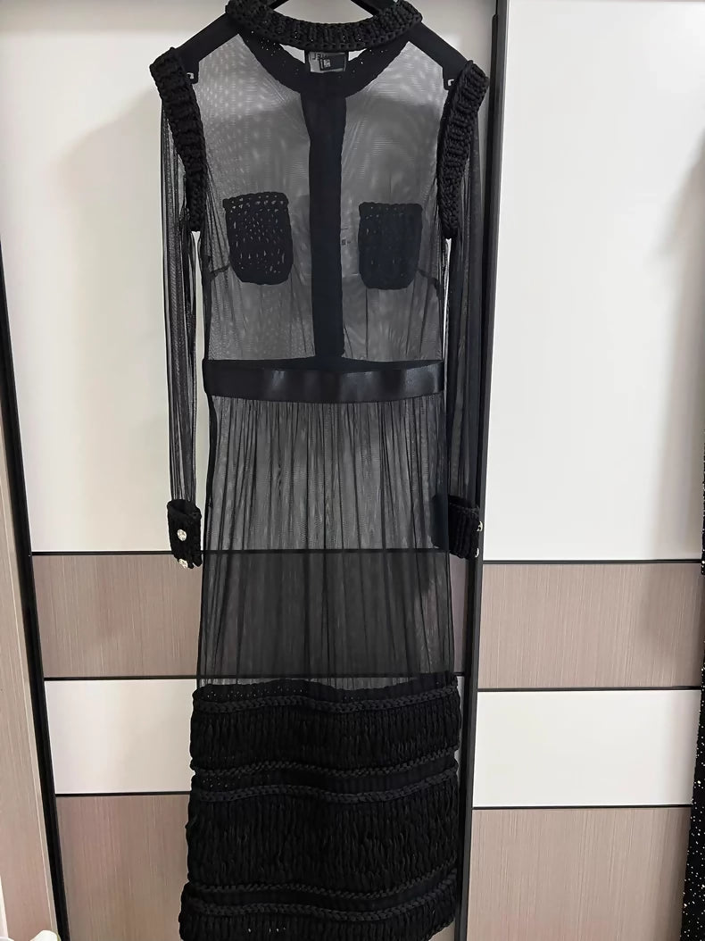Chanel 23S black see-through dress