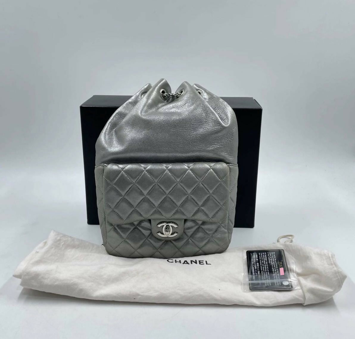 Chanel 2015-2016 Lambskin Quilted Seoul Metallic Small Backpack with Silver Hardware