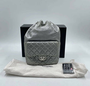 Chanel 2015-2016 Lambskin Quilted Seoul Metallic Small Backpack with Silver Hardware