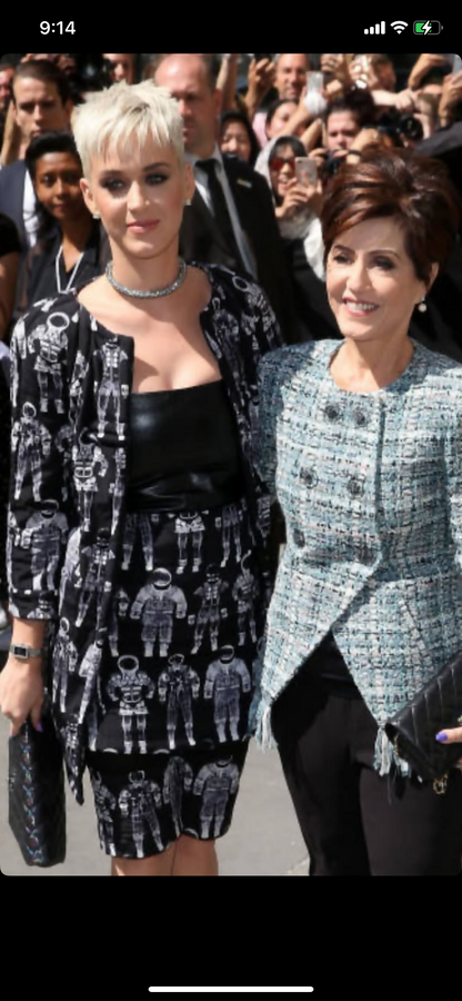 Chanel 17A Paris-Cosmopolite Blue Fantasy Tweed Fringe Jacket FR 44